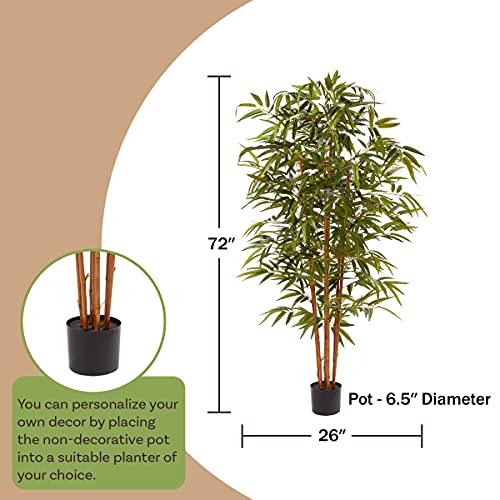 Artificial Bamboo Tree - 6FT Fake Plant with Adjustable Leaves and Pot - Faux Plants Indoor for Home, Restaurant, or Office Décor by Pure Garden