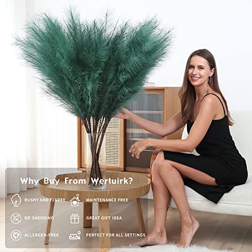 8 Pcs 45 inch Tall Faux Pampas Grass Decor, Large Artificial Green Pompous Grass Bulk, Long Fake Pompas for Floor Vase Filler, Wedding, Baby Shower, Home and Boho Decor (Green) - color: Green