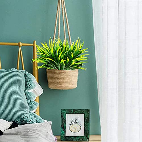 16 Pcs Outdoor Fake Plants UV Resistant Artificial Tall Grass Plants Faux Tropical Flowers Bushes Fall Winter Summer Planters Yard Patio Front Porch Décor Plastic Greenery Shrubs Decoration - color: Green, size: 16 Pcs