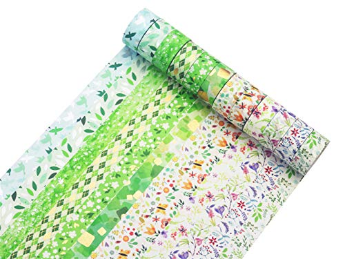 YUBBAEX Poetic Gold Washi Tape Set VSCO Floral Silver Foil Masking Tape Decorative for Arts, DIY Crafts, Journal Supplies, Planners, Scrapbook, Card/Gift Wrapping -15mm- (Willow 12 Rolls) - color: Willow 12 Rolls