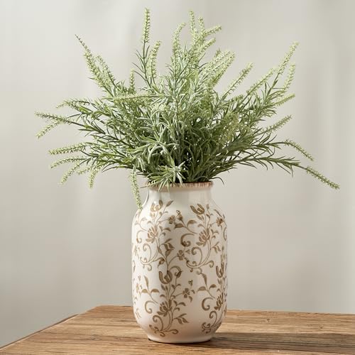 SIDUCAL Ceramic Vintage Vase, 8.78 Inch Chinoiserie Floral Vase, Retro Ice Cracked Rustic Farmhouse Vases for Home Decor, Living Room, Bookshelf, Office, Tuscan Decor, Brown Floral Pattern - color: 18049-brown