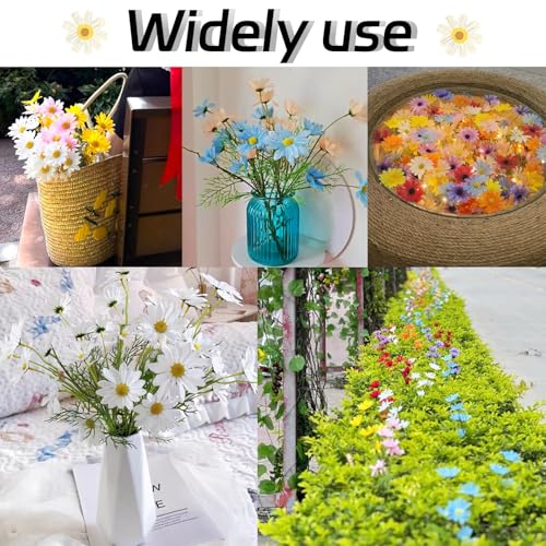 Artificial Silk Daisy Fake Flowers 20.8 Inch, Champagne Flowers Artificial Wildflowers for Wedding, 10 Pcs Faux Daisy Flowers Artificial Flowers with Stem for Outdoors, Home Garden, Photography Props - color: Champagne