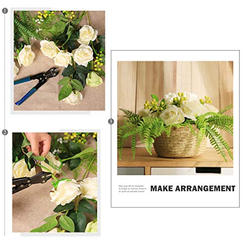 Veryhome Artificial Flowers Silk Roses Fake Bridal Wedding Bouquet for Home Garden Party Floral Decor 10 Pcs (White Curved stem) - color: Blooming Rose - White