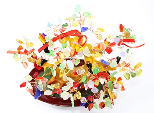 Feng Shui Colorful Gem Stones Money Fortune Tree Bonsai Home Decor Wealth Blessing Gift (Colorful Stone TRE003) - color: Colorful Stone Tre003