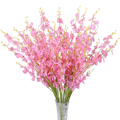 BOMAROLAN Artificial Dancing Lady Orchid Silk Faux Flowers Fake Butterfly Orchids 10 Pcs Real Touch for Wedding Home Office Party Hotel Decoration Restaurant Patio Festive Furnishing (Pink) - color: Pink
