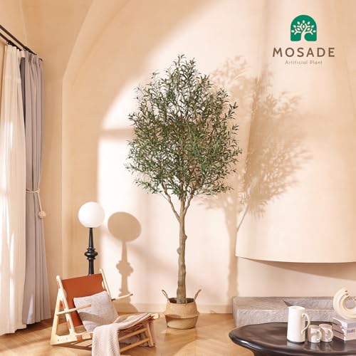 MOSADE Artificial Olive Tree 10 Feet Fake Olive Plant and Handmade Seagrass Basket, Perfect Tall Faux Topiary Silk Tree for Indoor Entryway Decor Home Office Gift