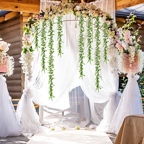 Dolicer 8 Packs Faux Eucalyptus Greenery Garland, 48FT Artificial Eucalyptus Leaves Vine, Fake Hanging Garlands Wedding Backdrop Arch Wall Table Party Decor (Green) - color: Green, size: 8 Packs