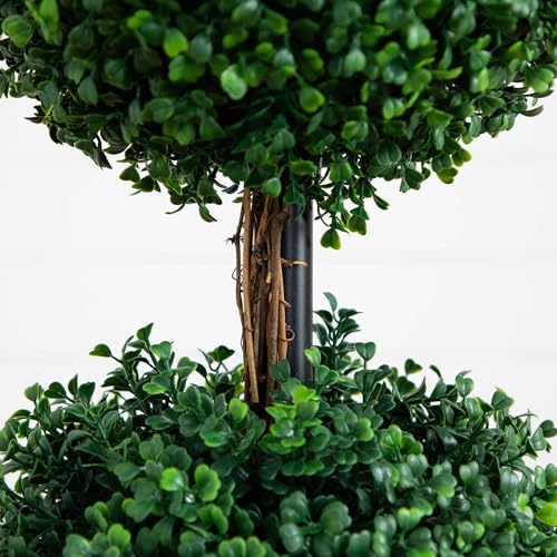 Nearly Natural 4ft. Artificial Triple Ball Boxwood Topiary Tree (Indoor/Outdoor) - size: 4ft