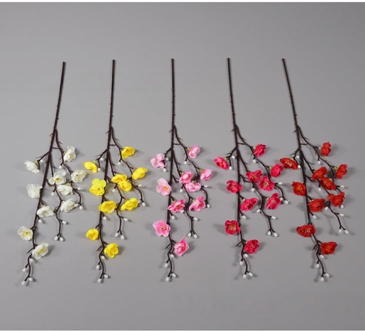 12 Pcs Artificial Plum Blossom Flowers 22" Fake Cherry Blossom Branches Faux Silk Plum Blossom Branches Arrangements for Vase Home Wedding Anniversary Dinning Table Spring Decor