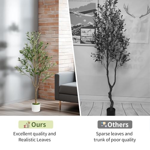 4FT Artificial Olive Tree, Indoor Faux Olive Tree Fake Potted Silk Olive Tree Plants with Lifelike Branches & Fruits for Home Office Decor - color: Olive Tree, size: 4ft