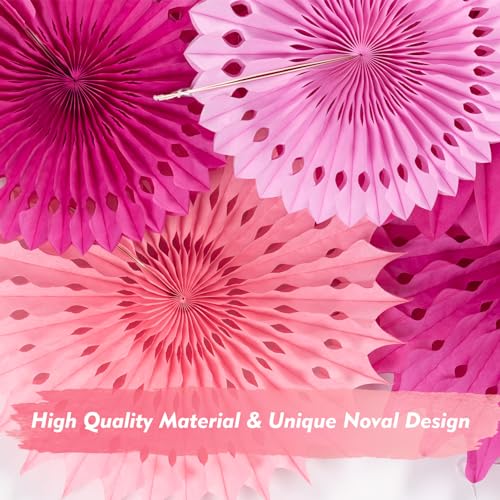 PAPER JAZZ Paper Flowers Hot Pink Paper Flowers Decorations for Wall Hanging Paper Fans for Valentine Floral Backdrop Decor Bridal Shower Birthday Party Galentine's Day - color: Hot Pink
