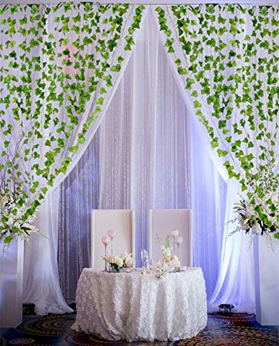 84 Feet Artificial Ivy Leaf Plants Fake Vine Hanging Garland Greenery Foliage for Home Kitchen Garden Office Wedding Wall Decor (Ivy/12 Strands) - color: Ivy/12 Strands