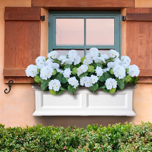 Fake Outdoor Flowers, 6 Pcs Artificial Flowers For Outdoors, White Artificial Geraniums Plastic Flowers, Fake Plant For Outside, Silk Faux Flowers For Outdoor Planters UV Resistant For Front Porch - color: White, size: 6 Pcs