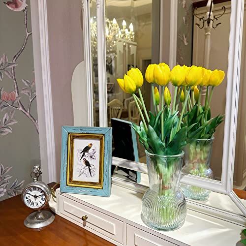 16-inch Premium Real Touch Fake Tulips, Artificial Flowers with Buds, Flexible Stem Easy to Shape, Faux Tulips (Vase not Included), 5-Pack Set of Lemonade Yellow - color: Lemonade Yellow