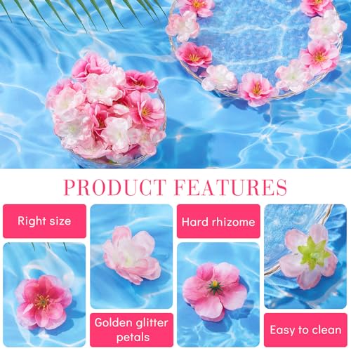WILLBOND 150 Pieces Cherry Blossom Heads Artificial Fake Silk Cloth Petals Mini Cherry Flowers Petals for Dress DIY Accessories Home Wedding Party Decoration (Fresh) - color: Fresh