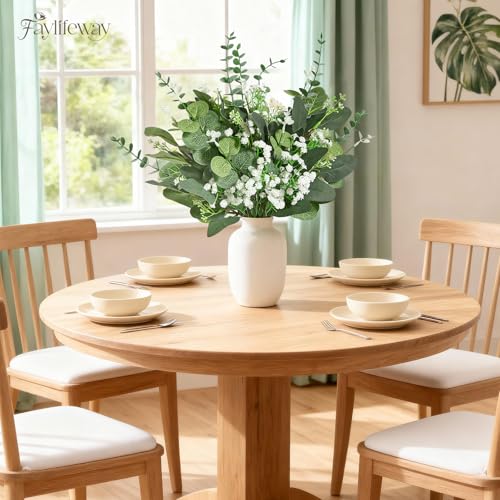 60 PCS 4 Kinds Mixed Artificial Greenery Stems,Baby Breath Flowers Artificial Bulk with Fake Eucalyptus Stems for Wedding Vase Bouquet Home Floral Decor