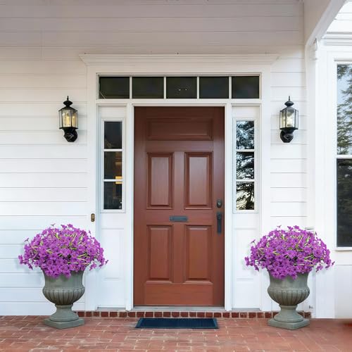20 Bundles Artificial Flowers for Outdoors, UV Resistant Fake Realistic Flowers with Plastic Plants Spring Decor, Faux Silk Flowers for Outside Window Box Front Porch Planter Decor-Purple - color: Purple