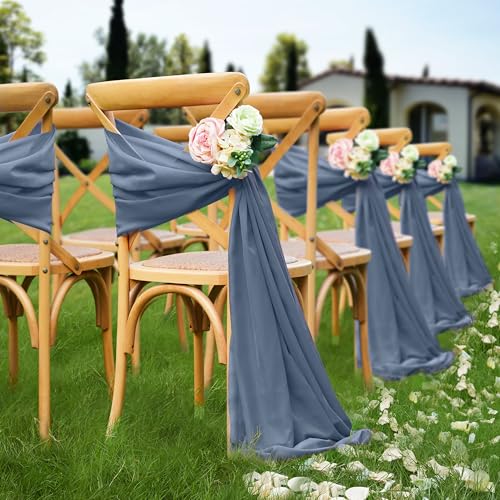 VACVELT Wedding Arch Draping Fabric Dusty Blue Chiffon, 1 Panel Sheer Drapes 30 Inch x 20ft Chiffon Backdrop Curtain Decor, Outdoor Sheer Drapery for Ceremony Party Ceiling - color: Dusty Blue, size: 1 Panel