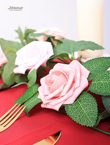 25pcs Artificial Flower，Real Looking Foam Roses w/Stem for DIY Wedding Bouquets Centerpieces Bridal Shower Party Decor-Shades of Dusty Pink - color: Shades of Dusty Pink