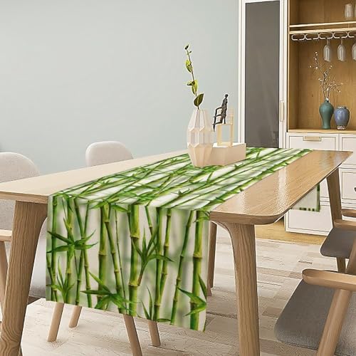 Bamboo Table Runner Abstract Botanical Leaves Art Printed Dinner Runner for Home Kitchen Dining Table Decor Fabric 1 Panel W13xL36in - color: Bamboo-1, size: 13"W x 36"H