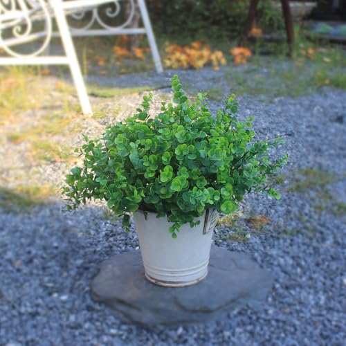 Fake Plants – 8 Bundles Faux Artificial Plants, UV Resistant Faux Plastic Greenery for Outdoor Front Door Porch Patio Balcony Garden - color: Green