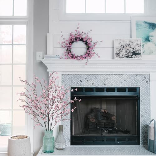 3 Pcs Cherry Blossom Branches Artificial Flowers for Spring Summer Indoor Decoration Faux Cherry Blossom Long Stems Light Pink Silk Fake Flowers for Tall Vase Arrangements Home Wedding Table - color: Light Pink