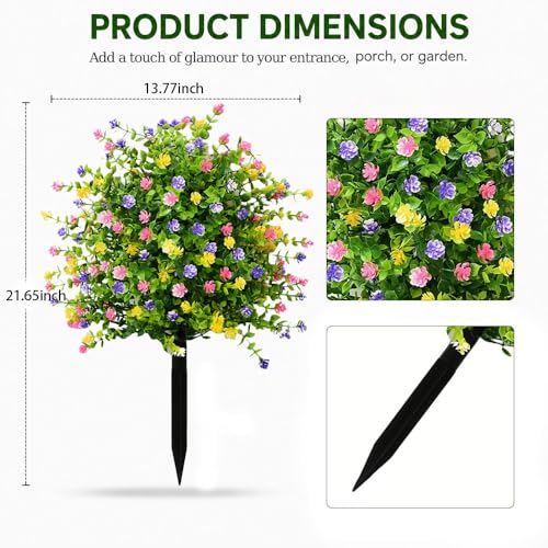 Artificial Petunias with Ground Stake - UV Resistant & Waterproof Faux Flowers for Outdoor Indoor Garden, Yard, Planter, Porch & Home Decor (Style C, 2 Pcs) - color: Style C , 2 Pcs