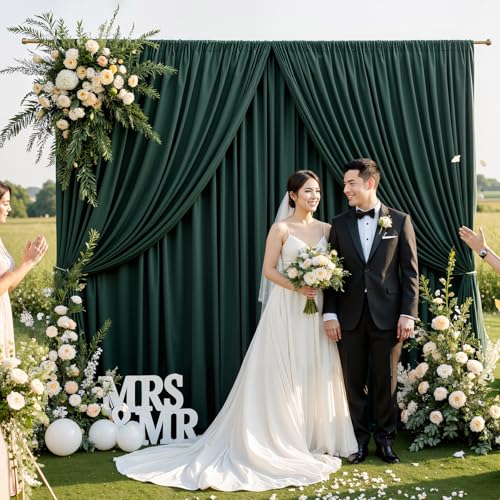 30ftx10ft Wrinkle Free Hunter Green Backdrop Curtains for Party Background, 6 Panles Silky Green Photo Backdrop Drapes Back Drop Cloth for Wedding Birthday Photography Baby Shower Decor - color: Hunter Green, size: 30ftx10ft