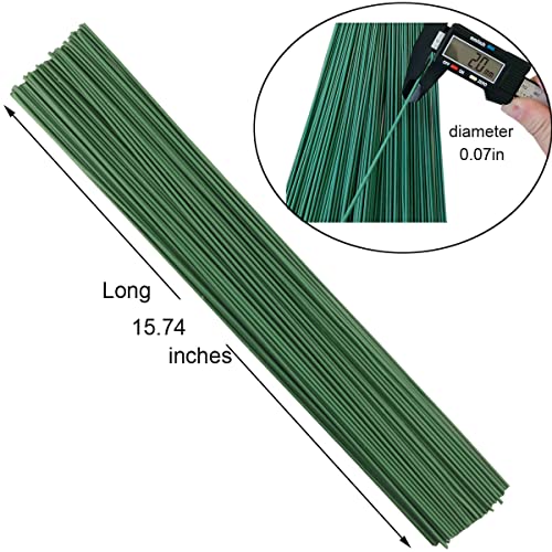 Arlai Pack of 50, Diameter 2mm Dark Green Paper Wrapped Floral stem Wire 16 Inch Floral Stem Wire - DIY Bouquet Stem Wrapping and Crafts - color: 50 pcs Dark green