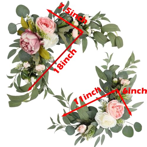 H&W 2pcs Small Size Artificial Wedding Arch Flowers for Wedding Sign, Floral Swag Dusty Decor for Reception Ceremony Backdrop Sweetheart Table (Mixed Color Peony) - color: Mixed Color Peony