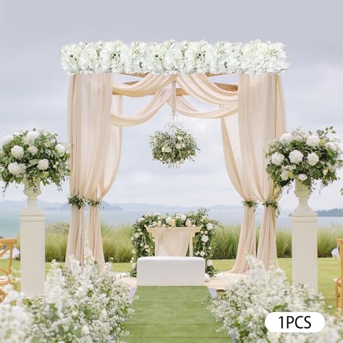 Artificial Silk Flowers Row, 3.28FT White Rose Panel Backdrop - Fake Flower Vine Garland for Wedding Arch, Door Arrangement, Party Wall Decor, Indoor/Outdoor