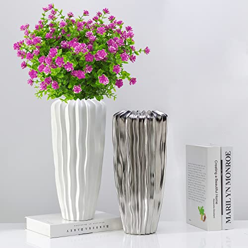 Artificial Flowers Outdoor,8 Bundles UV Resistant Fake Flowers,Outside Plastic Faux Flowers Greenery Shrubs Plants for Indoor Outdoor Planter Home Porch Decor(Orchid) - color: Orchid, size: 8 Bundles
