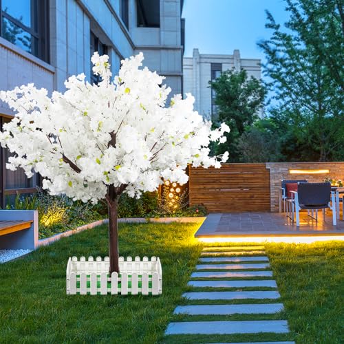 Artificial Cherry Blossom Tree - Handmade White Fake Cherry Blossom Tree Centerpieces for Wedding Party Christmas Garden Indoor & Outdoor - color: White, size: 5 FT