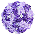 Purple Bridal Wedding Bouquet with Rhinestone Brooch Pearl Bouquet for Bride Bridesmaid Quinceanera Satin Rose Flower Bouquet Wedding Purple and Lilac 8.7in - color: Purple and Lilac (Standard Size: Dia.8.7")