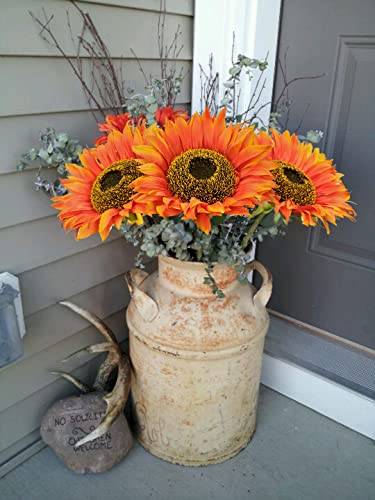Sunflowers Artificial Flowers 26" Long Stem Large Fake Sunflower Decor Floral Arrangements Centerpiece for Home Decor Wedding Party Orange Flowers Artificial For Decoration 8" Full Bloom Flowers - color: 8"-3pcs-o