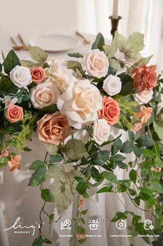 Ling's moment 9FT Spring Eucalyptus & Willow Leaf Flower Garland for Pink Wedding, Valentines Sweetheart Table Centerpieces Head Table Decor, Arch Backdrop Decorations for Wedding | Garden Blush - color: Pk-garden Blush