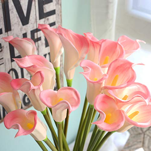 10pcs Calla Lilies Artificial Flower,26'' Long Stem Artificial Calla Lily Flowers,Realistic Arum Lilies for Wedding Bridal Bouquet Home Decor Centerpiece,Pink - color: Pink