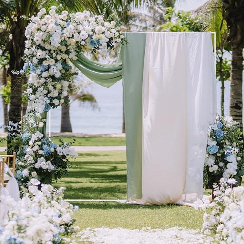 Wokceer Wedding Arch Backdrop Stand Square 8 x 8 FT White Backdrop Stand Metal Balloon Arch Frame for Wedding Birthday Party Garden Arbor Anniversary Event Decor - color: White, size: 8FT x 8FT