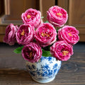 4 Pcs Real Touch Peonies Artificial Flowers, 3.5'' Big Bloom Austin Rose Peony Latex Fake Flower with Stems for Wedding Bouquet Party Valentines Arrangement Home Kitchen (Rose Red) - color: Rose Red