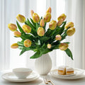 Bailikang 20PCS Fake Tulips 12' Artificial Tulip Silk Flowers Fake PU Bouquet Artificial Flowers Faux Flowers with Gift Box Soft Faux Tulips Bouquets Arrangements for Party Wedding Home - color: Yellow