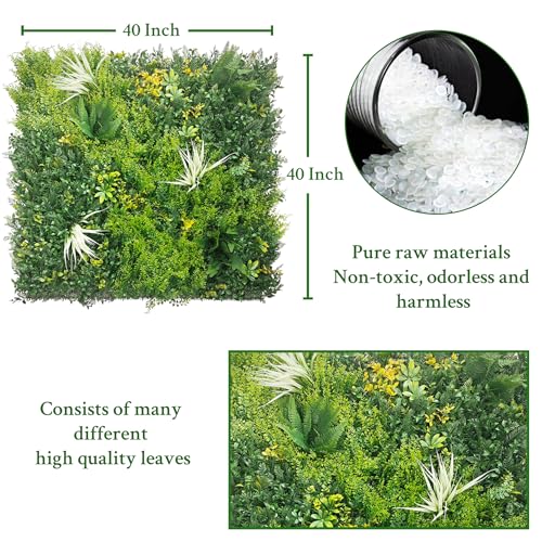 ODTORY Artificial Grass Wall Boxwood Panels: 40" x 40" (11.5 sqft) Greenery Ivy Privacy Fence Faux Backdrop with UV Protection Vine Leaf Hedge for Garden Covering Privacy, Home Decor - color: Green A, size: 20x20 in 4P