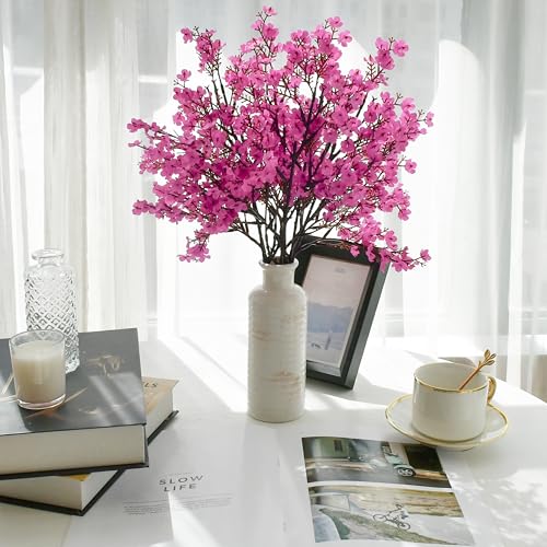 Mandy's 6 Bundles Artificial Lavender Baby’s Breath Flowers | 18.5 Inch Silk Gypsophila European Style Modern Home Decor Centerpiece Neutral Wedding Flower Arrangements - color: Lavender