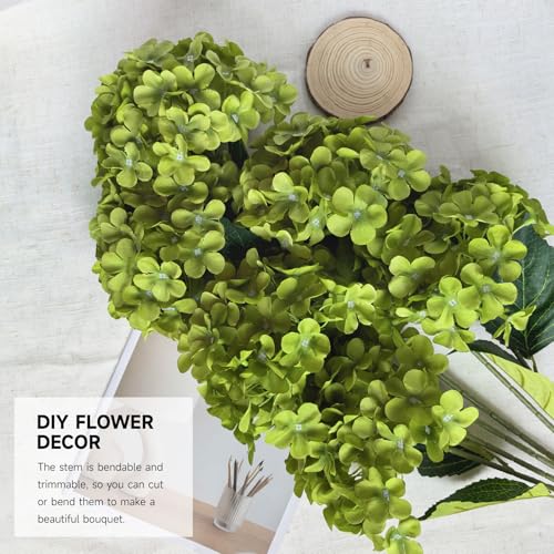 6 PCS Artificial Hydrangea Flowers, Realistic Silk Faux Hydrangeas with Long Stems, Fake Flowers for Wedding Bouquets, Home Table Centerpieces, Party & Indoor Outdoor Decor(GrassGreen) - color: Grass Green