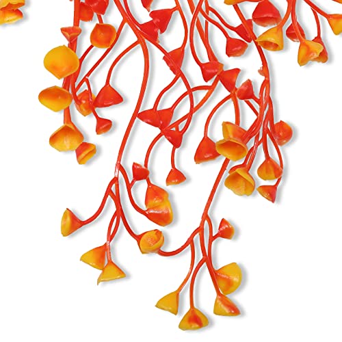 RECUTMS Fall Faux Hanging Plants 4 Pcs Artificial Fall Plants Large Faux Hanging Plant Autumn Fall Hanging Vines Wall Plants Thanksgiving Home Garden Wedding Party Indoor Outdoor Decor(Orange 4P) - color: 4p-orange