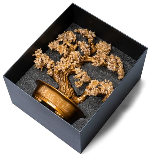 Natural Citrine Gemstone Crystal Bonsai Tree of Life（1,350 Gemstone Count） Large Feng Shui Money Chakra Tree for Luck and Wealth Desk Decoration 20 Inches - color: Big Citrine
