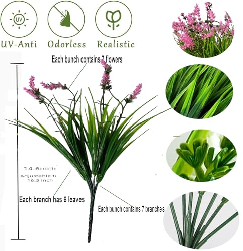 Outdoor Artificial Flowers, Outdoor Faux Plants UV Resistant hrubs,Faux Flower for Indoor Outdoor Planters Spring Summer Window Boxes Decoration (B-Pink, 12 PCS) - color: B-pink