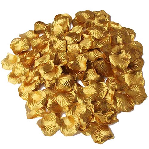 LZXD 1000 Pieces Gold Artificial Silk Rose Petals Flower Decoration Wedding Party Color Gold - color: Gold