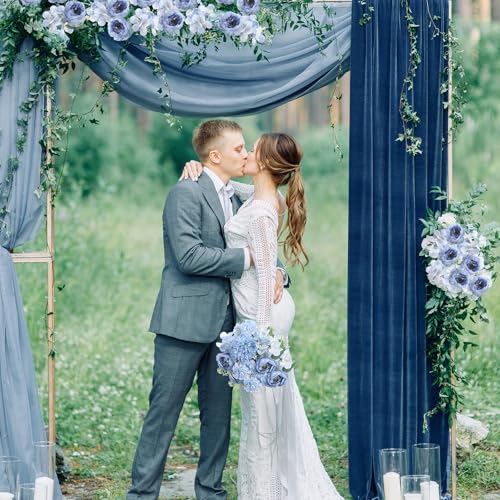 Lyrow 8 Pcs Peony Artificial Flowers Fake Silk Hydrangea Bouquet Elegant Peony Flowers for Wedding Decoration Faux Realistic Floral for Home Party Table Centerpieces Arrangement (Gradiente Blue) - color: Gradiente Blue