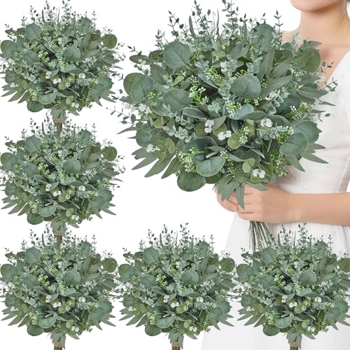 Serwalin Artificial Greenery Stems, Faux Eucalyptus Stems Bulk with Fake Leaves, Mixed Greenery for Centerpieces and Vase, Artificial Eucalyptus Plants for DIY Flower Wedding Home Decor - color: Attractive Forest Green-100pcs