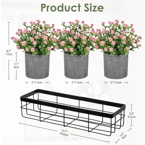 DILATATA Baby's Breath Artificial Flowers Table Centerpiece Decoration Potted Artificial Babys Breath Small Fake Plants for Shelf Desk Home Decor Fake Pink Babys Breath Flower with Vase - color: Pink